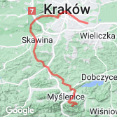 Mapa Kraków - Myślenice - terenowo